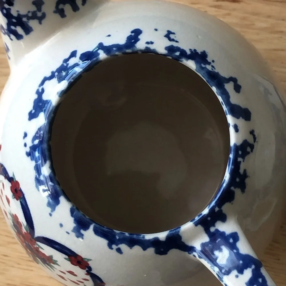 Nantucket Country Hearts Stacking Tea Pot & Cup 16oz Tea for One Vintage Ceramic